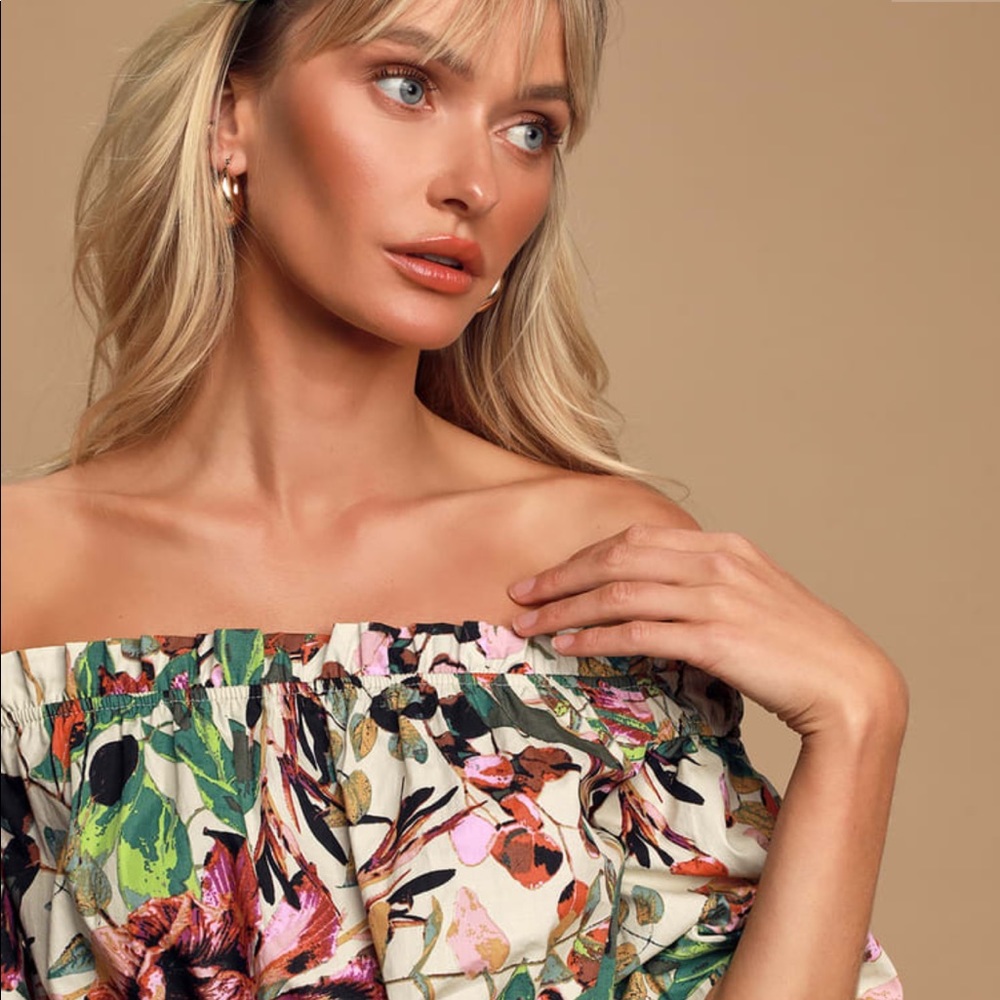 NWT | LULU’S Floral Off Shoulder Midi Dress | XS - Picture 3 of 11